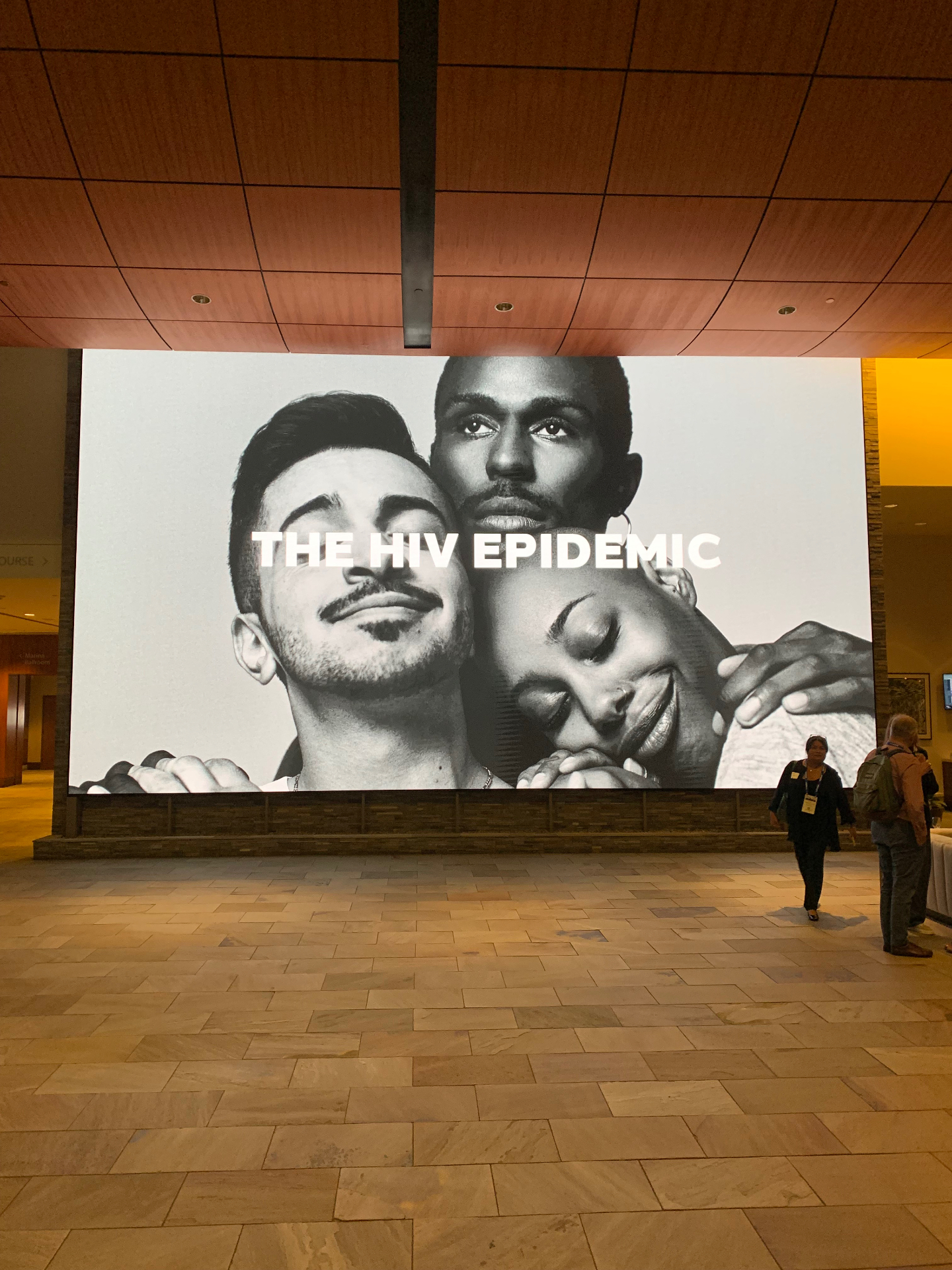 Gilead HIV lobby out-of-home display reading The HIV Epidemic.